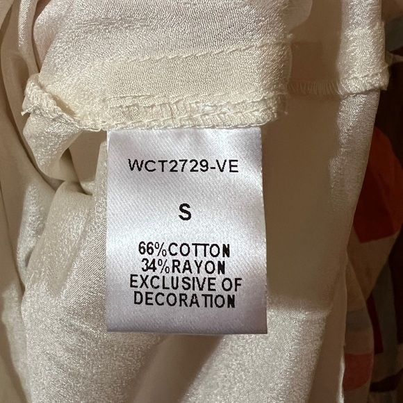 THML | NWT Mia Midi Dress Tie Neck Smocked Tiered Popover Geometric Print Size S - Picture 14 of 14